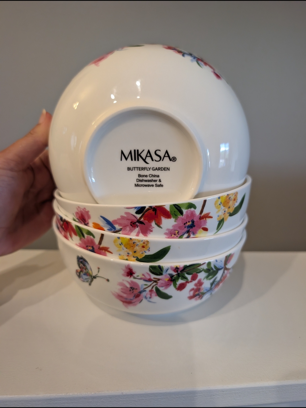 Mikasa Butterfly Garden White Floral Bowls - Set of 4